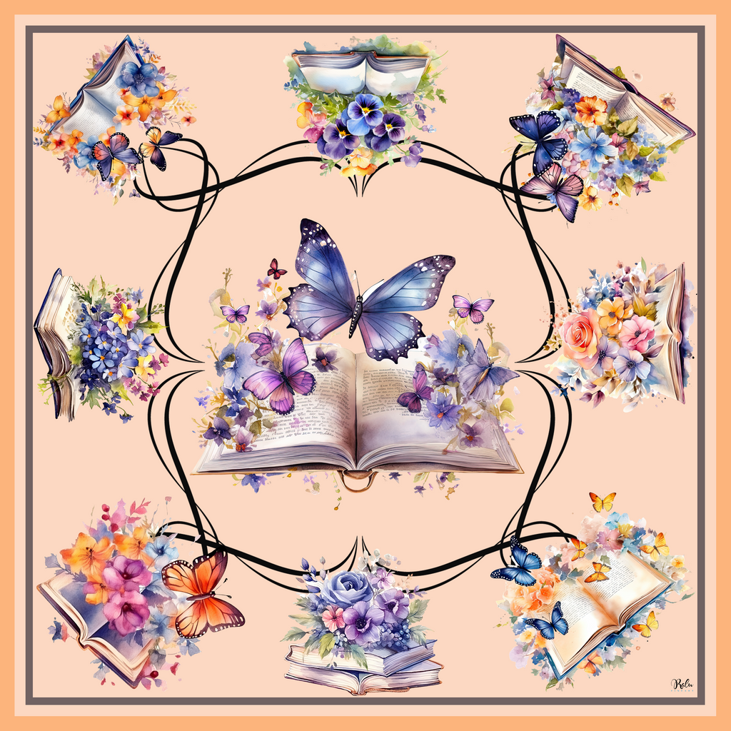 Butterfly Tales Silk Neckerchief Peach