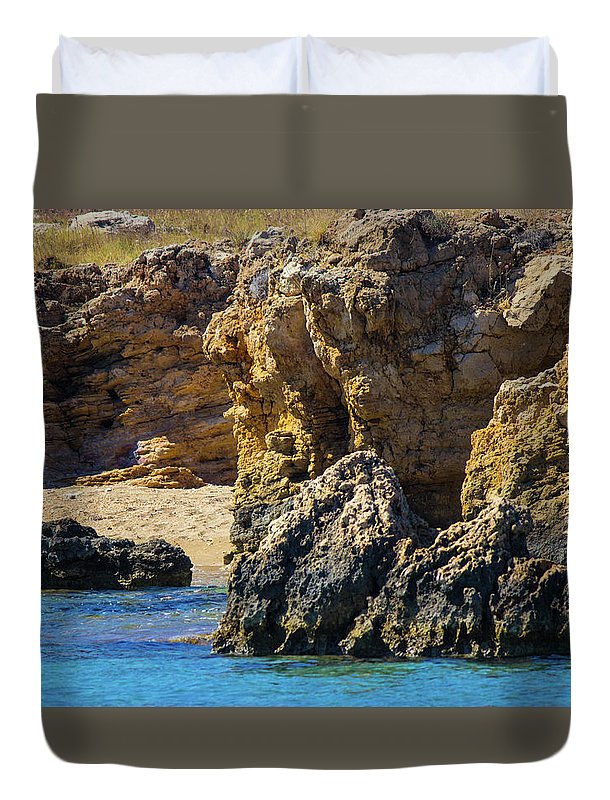 Rocks And Sea Of Spinalonga - Duvet Cover