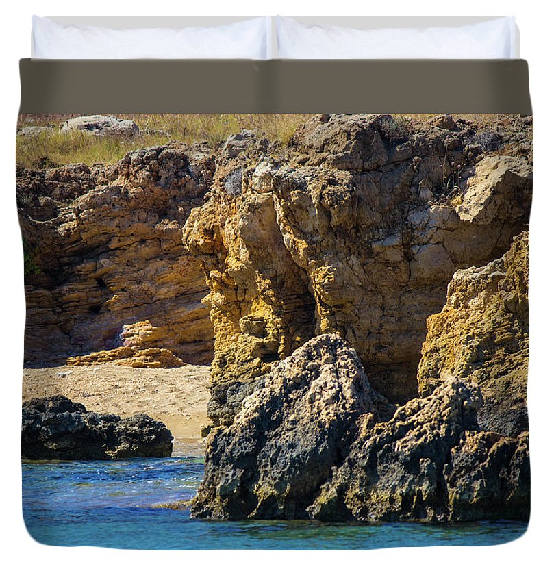 Rocks And Sea Of Spinalonga - Duvet Cover